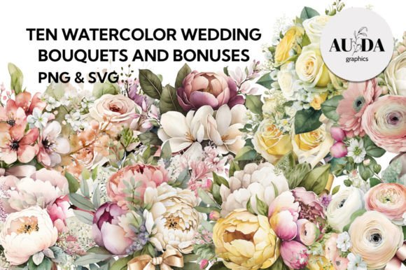 10 Watercolor Wedding Bouquets + 2: A Designer's Floral Toolkit