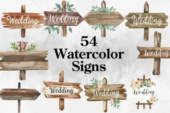 54 Watercolor Wedding Signs: A Designer's Toolkit for Romantic Branding