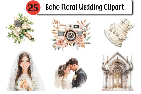 Bring a Free-Spirited Charm to Your Projects with Boho Floral Wedding Clipart