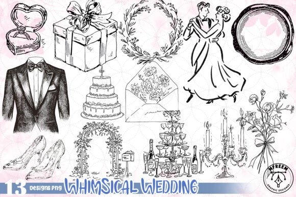 Designing Dreams: The Whimsical Wedding PNG Collection
