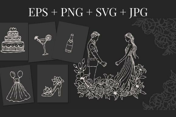 Elegant Hand Drawn Wedding Illustrations for Romantic Projects