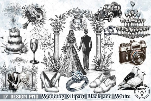 Elegant Monochrome: Using Wedding Clipart for Timeless Designs