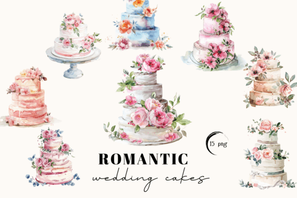 Elegant Watercolor Wedding Cakes for Your Designs