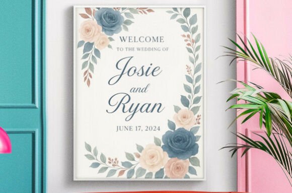 Elegant Wedding Welcome Sign: Floral Canvas for Your Celebration
