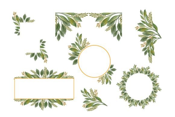 Green Leaves Border for Wedding Card: A Watercolor Design Asset