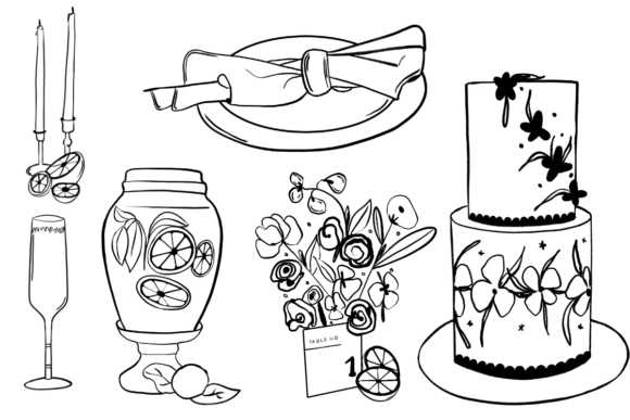 Infuse Authenticity: Using Hand Drawn Wedding Table Clipart Set