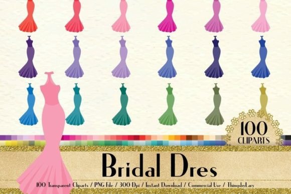 Stunning Wedding Gown Clip Arts for Every Bridal Project