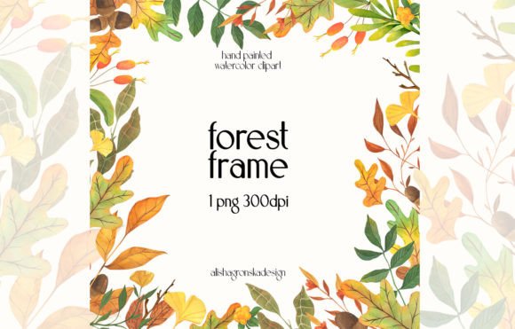 Watercolor Forest Frame Wedding Clipart for Natural Elegance