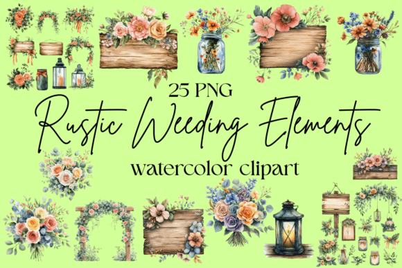 Watercolor Rustic Wedding Elements: Crafting Timeless Design