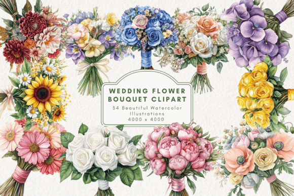 Watercolor Wedding Flower Bouquet Clipart for Modern Creators