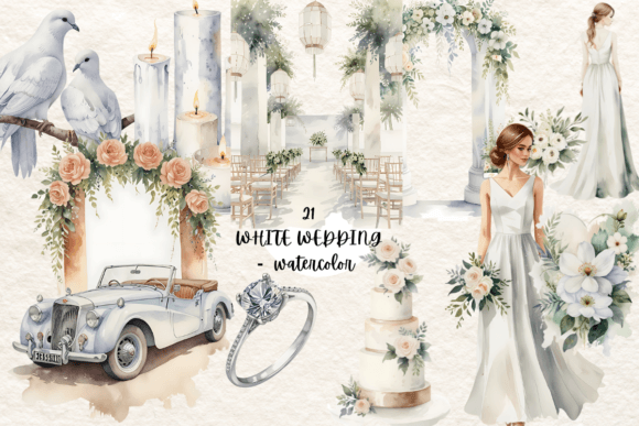 Wedding Watercolor Clip Arts: Soft, Dreamy Design Elements